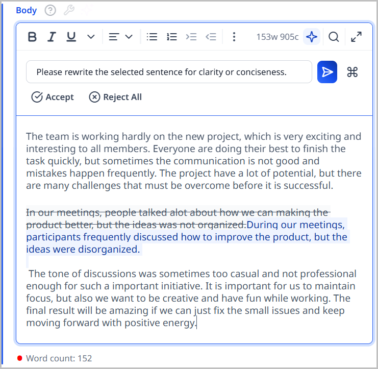 RTE AI Inline Editing