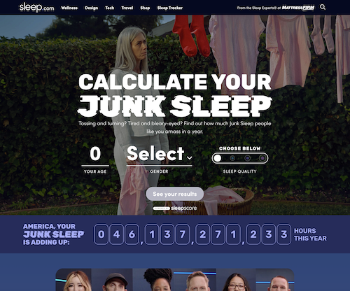 Unjunk Your Sleep microsite from the Mattress Firm