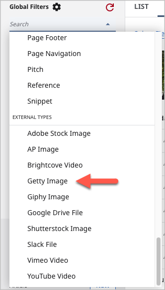 Searching for a Getty image