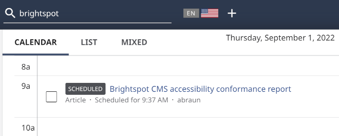 Calendar view in search results