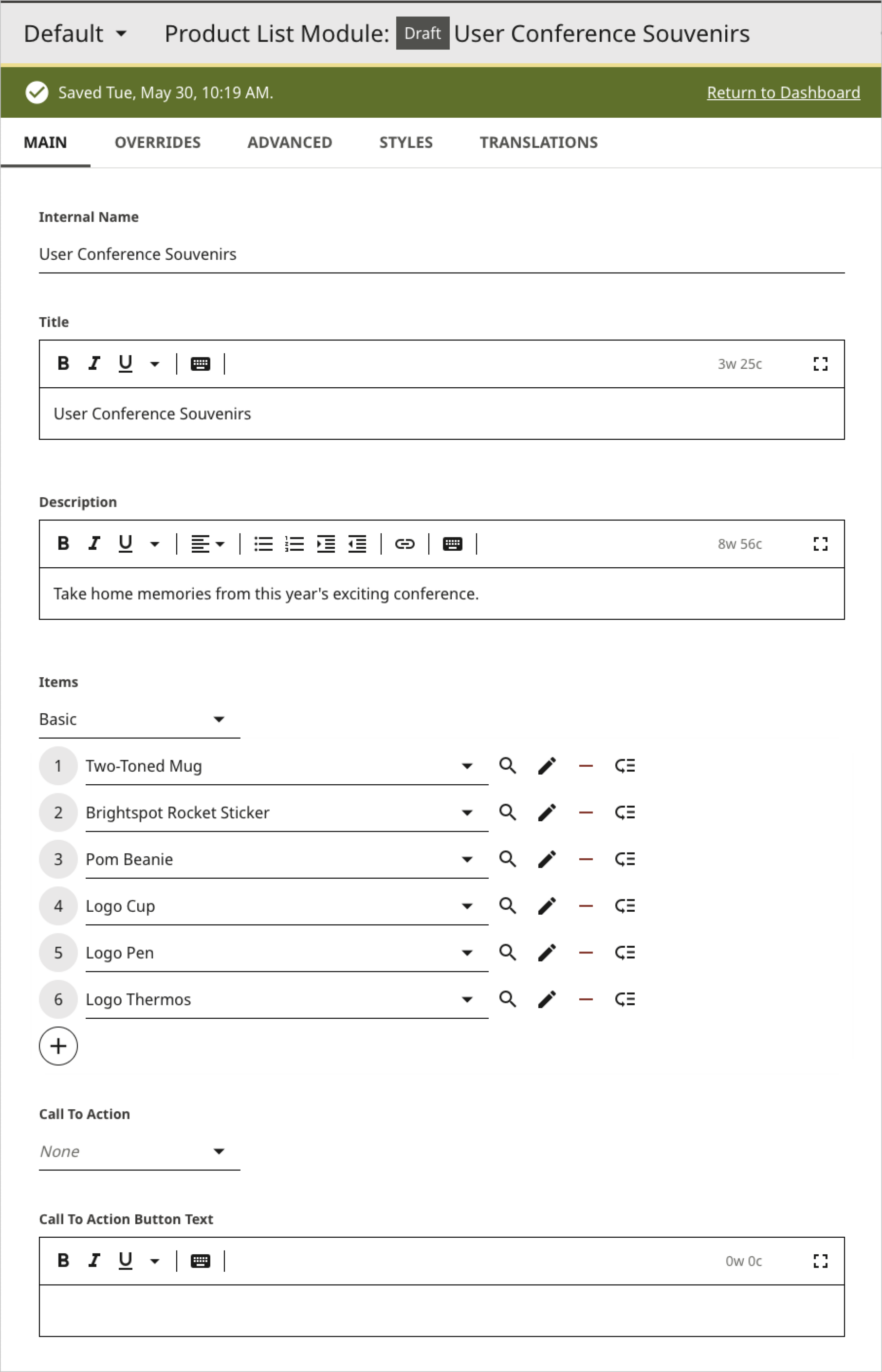 Product list module for Shopify