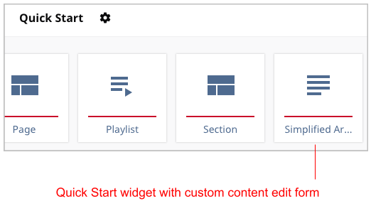 Quick start widget - custom content edit form